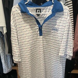 FJ White and Blue Patterned golf polo